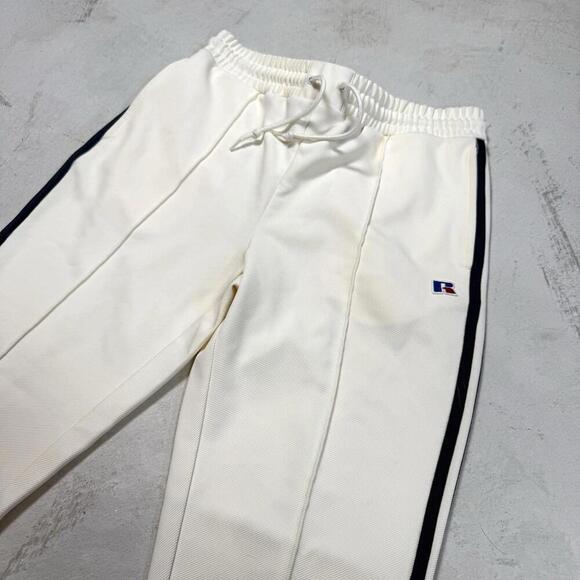 Russell Athletic Track Pants White Sz Small Side Stripe Retro Sportswear Jogger - Picture 2 of 11